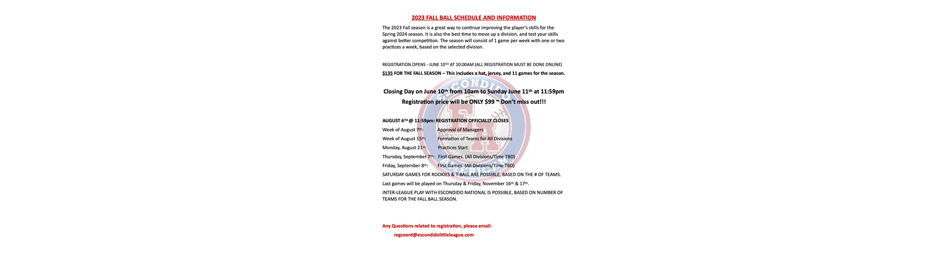 FALL BALL - IMPORTANT DATES!