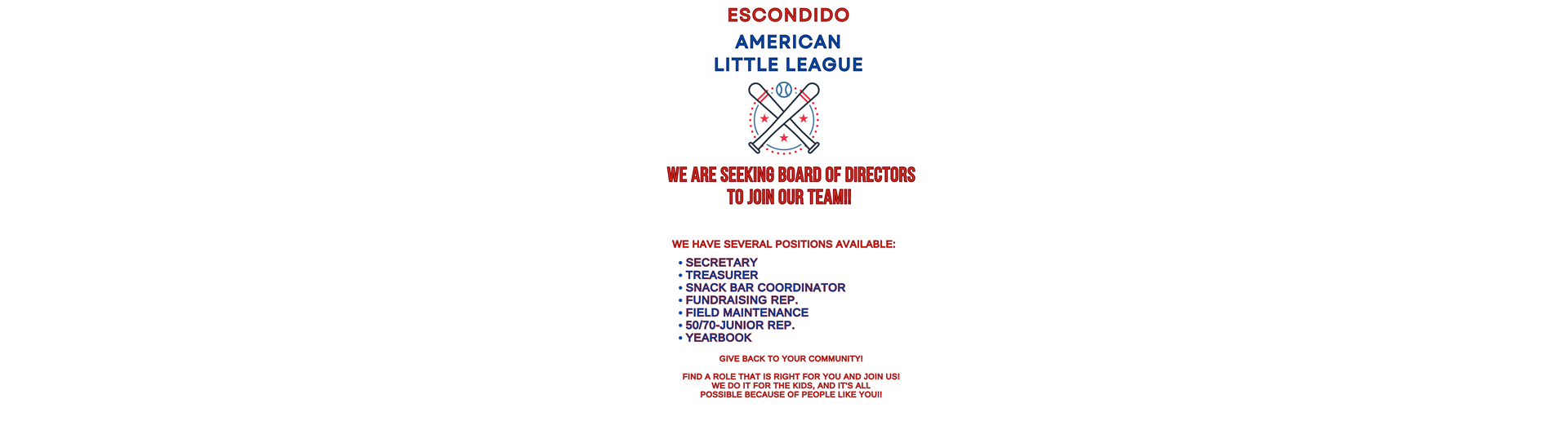 EALL BOARD MEMBERS WANTED!
