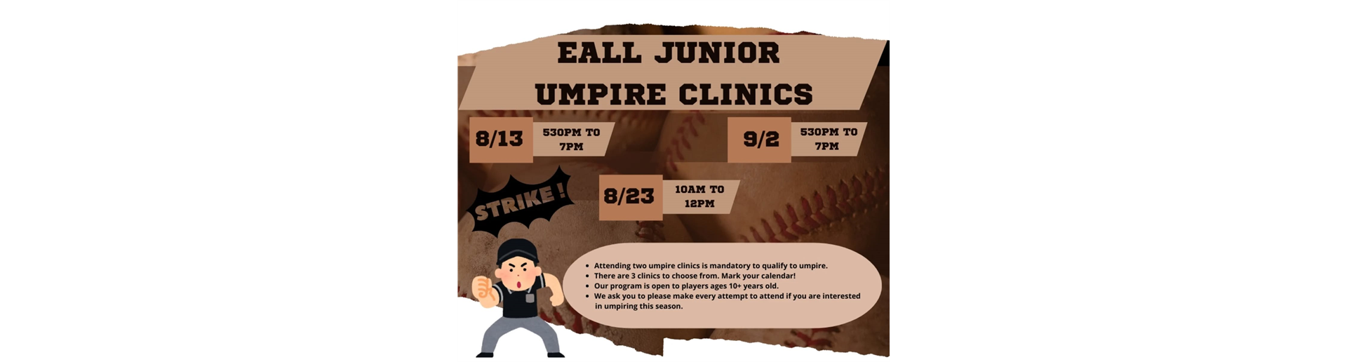 JUNIOR UMPIRE CLINICS!